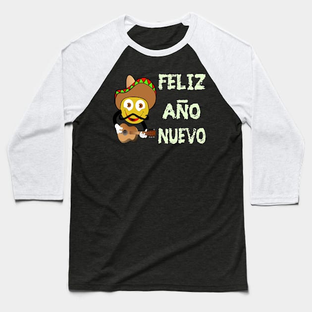 Happy New Year Spanish Holiday Celebration Baseball T-Shirt by hispanicworld